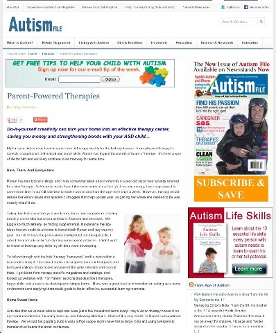 "Parent-Powered Therapies" by Cathy Jameson, Autism File. 